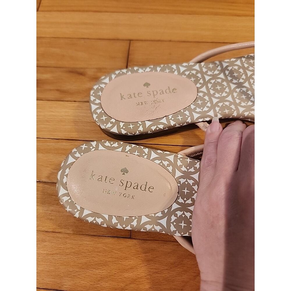 KATE SPADE Sandal Flip Flops Size 9 Pink White Bow Rubber Used Good Condition - Picture 4 of 6